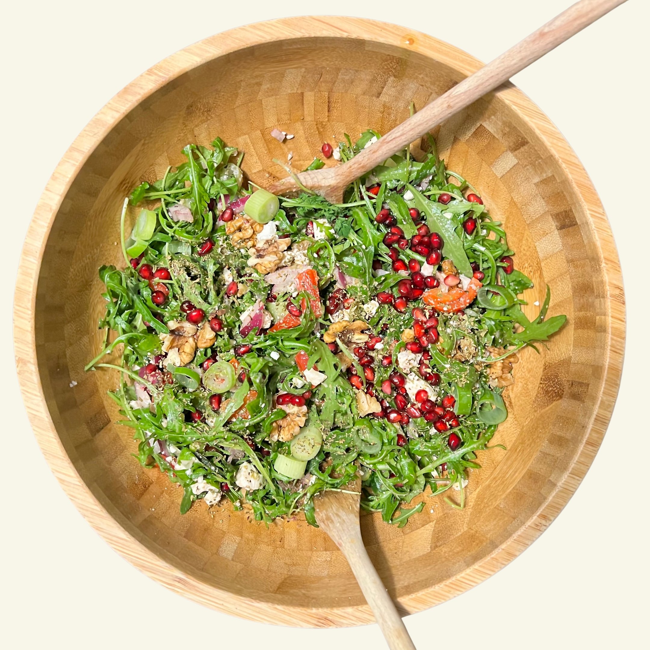 Greek White Rucola Salad with Walnuts and Pomegranate